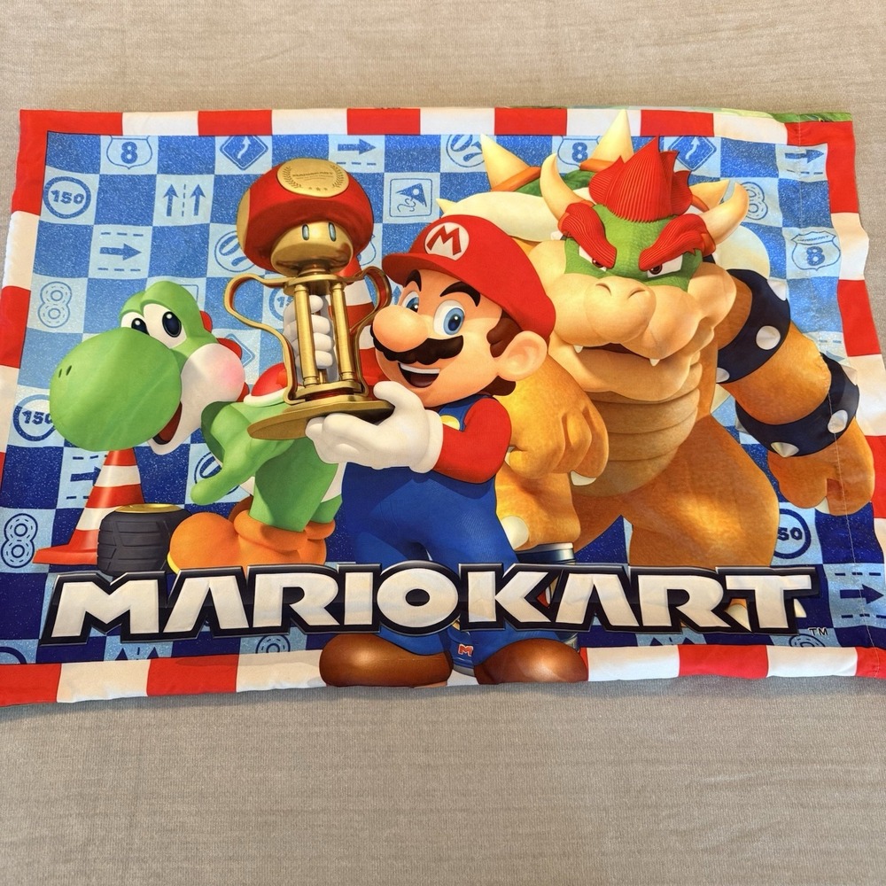 Nintendo Mario Kart Pillowcase Lot of 4 Mario Luigi Yoshi Bowser Donkey Kong - Picture 3 of 5